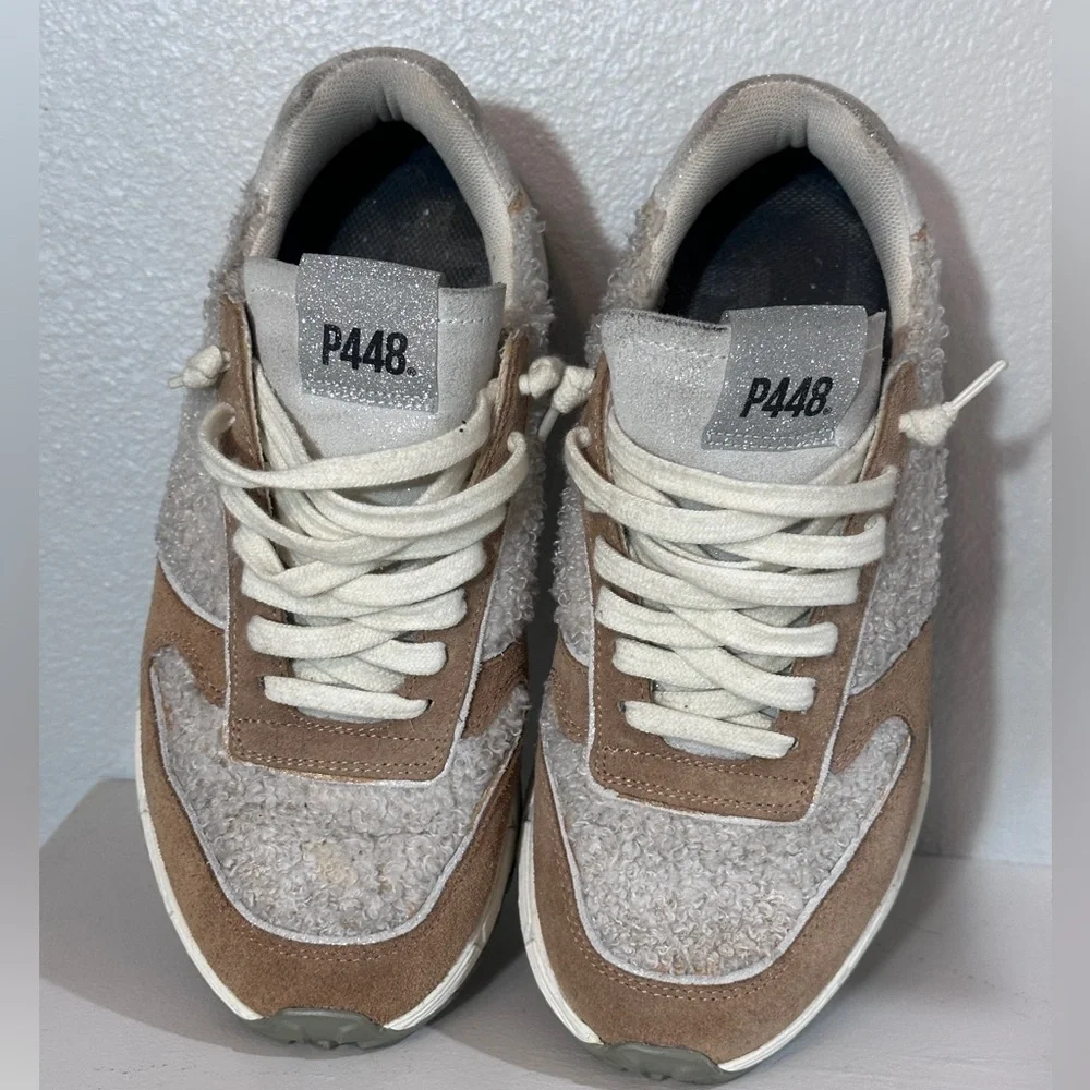 P448 tan cream sneakers size 37 - Picture 1 of 10